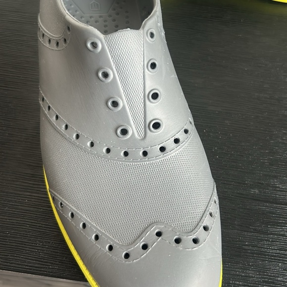 Biion Oxford Wingtip Golf Loafers Slip On Grey/Yellow Rubber Oxford Gold Shoes - Picture 16 of 16